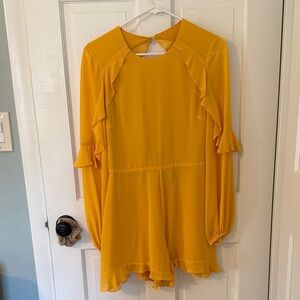 JAYGODFREY Yellow Ruffle Long Sleeve Romper